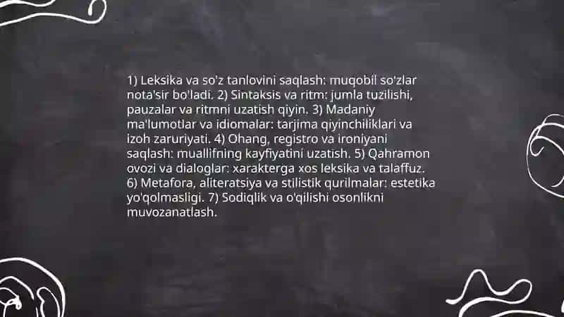 Badiiy tarjimaning oʻziga xos muammolari 3