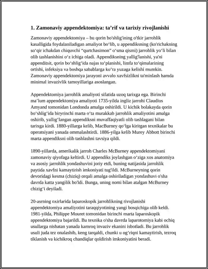 Zamonaviy Appendektomiya 3