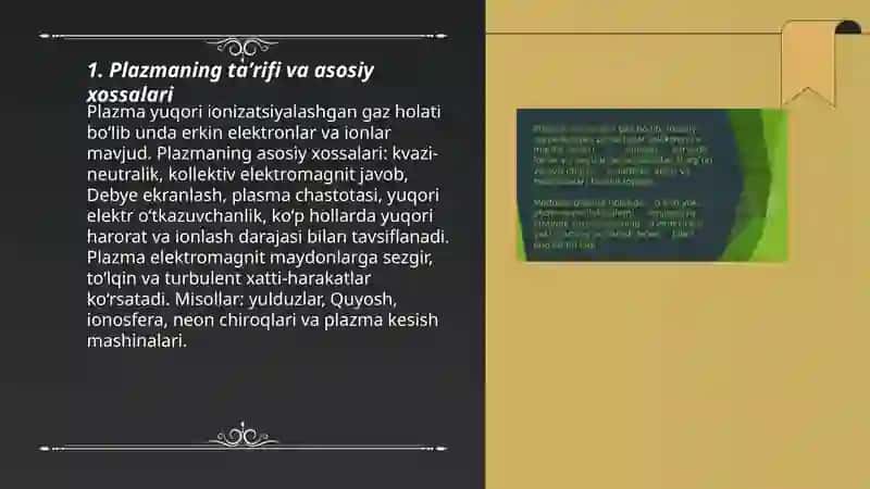 Plazma Xossalari va qoʻllanishi 3