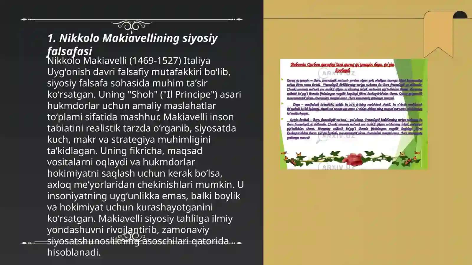 Nikkolo Makiavellining siyosiy falsafasi 3