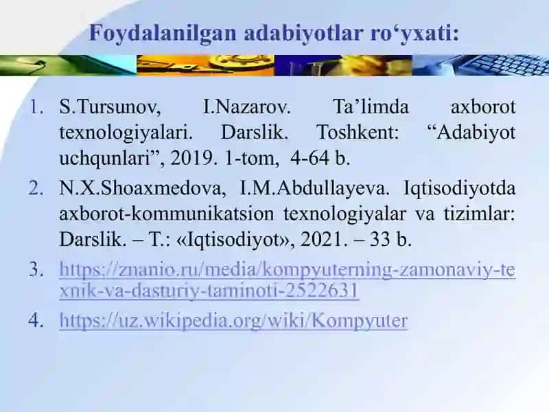 Zamonaviy kompyuter texnologiyalari 3