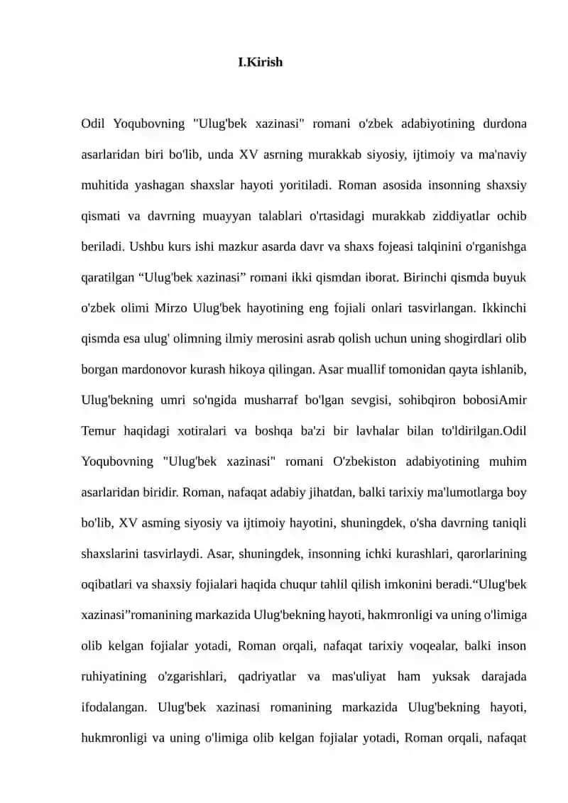 Ulug'bek xazinasi KURS ISHI 3