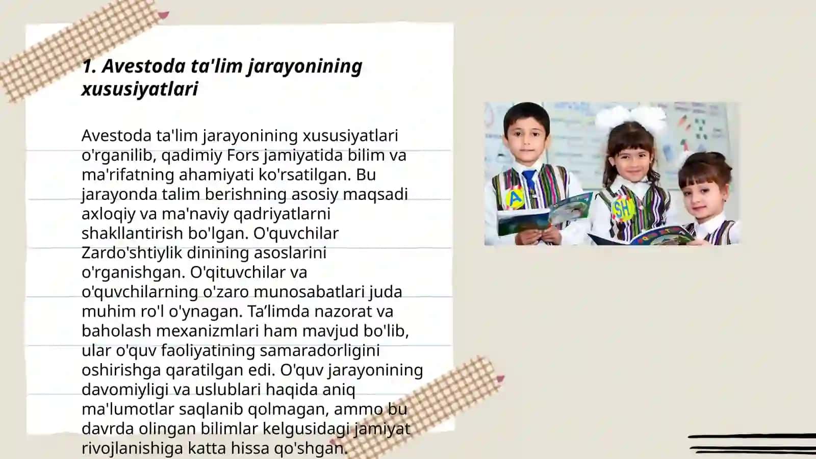 "Avesto"da ta'lim-tarbiyaga oid g'oyalarning ifodalanishi 3
