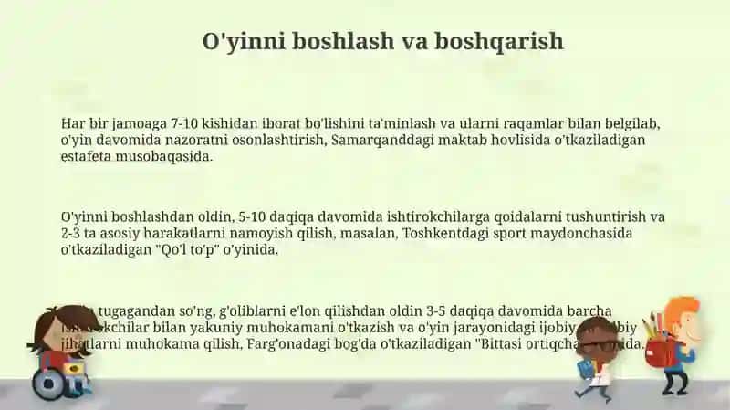 Harakatli oʻyinlarni tashkil etish va oʻtkazish usullari 3