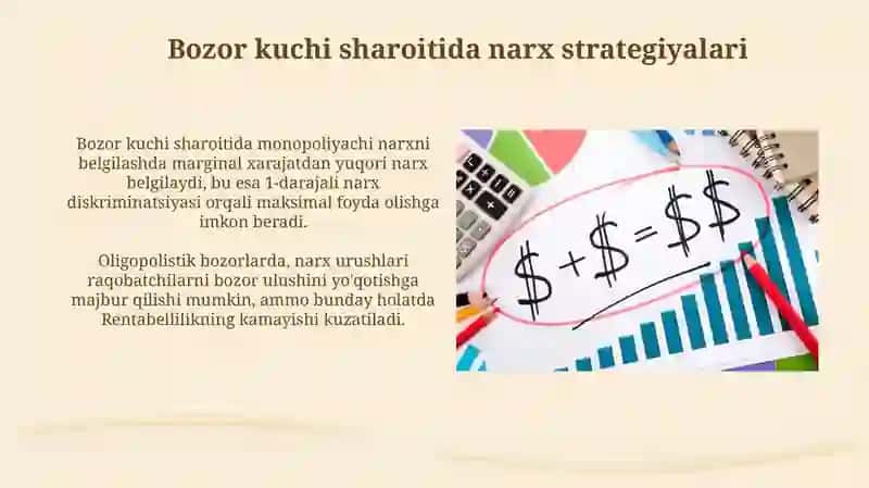 Bozor kuchi sharoitida narx strategiyalari 3