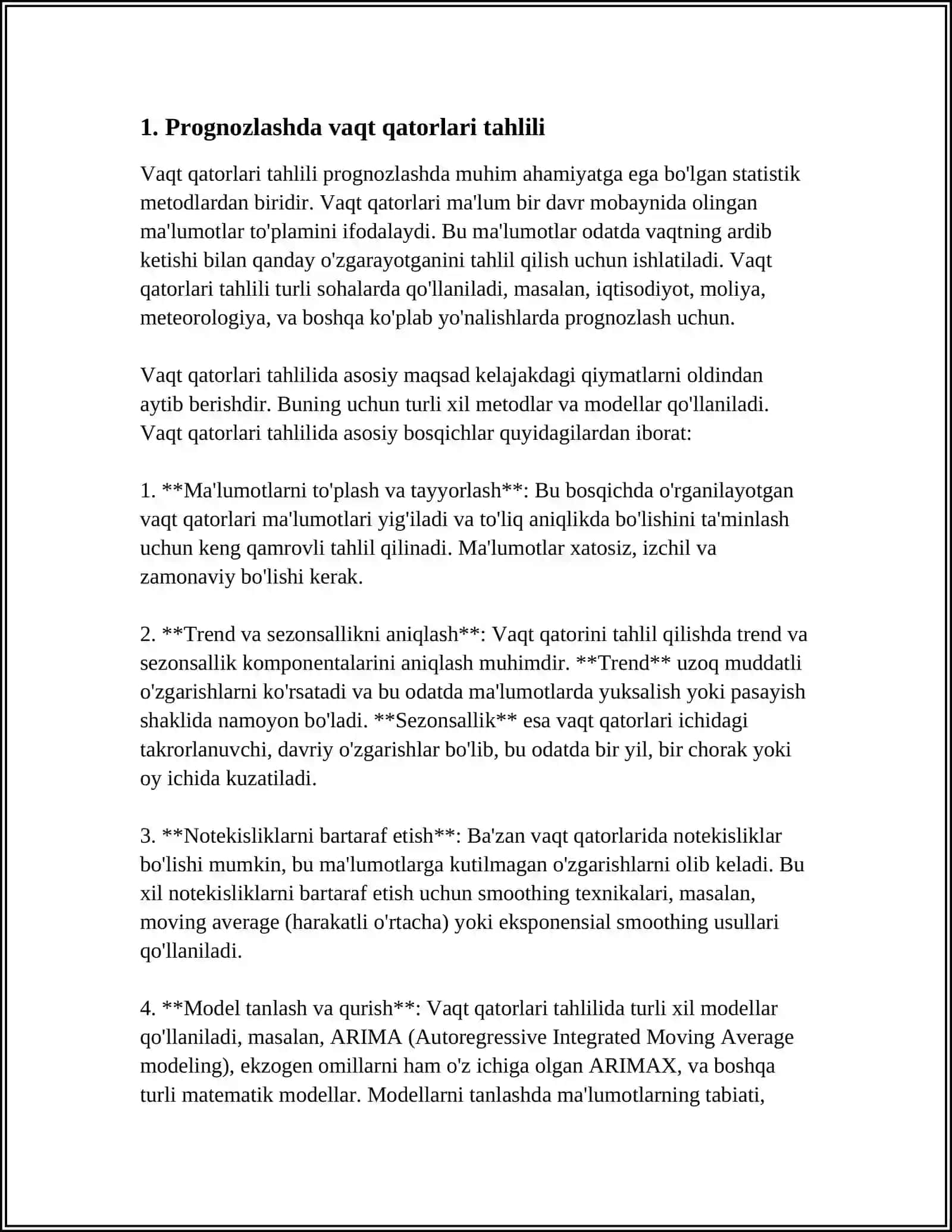 PROGNOZLASHDA EKONOMETRIK MODELLASHTIRISH USULLARI 3