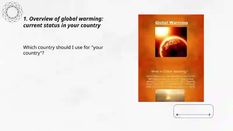 Make a presentation on the topic of Global warming in your country 3
