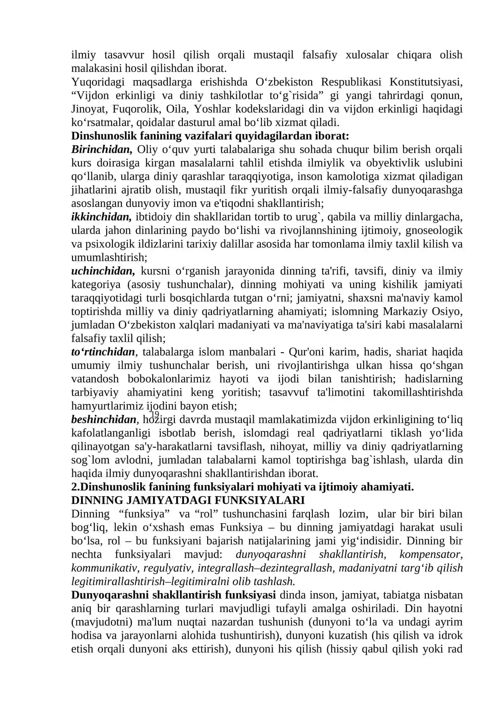 Dinshunoslik fanining predmeti, maqsadi va vazifalari 3