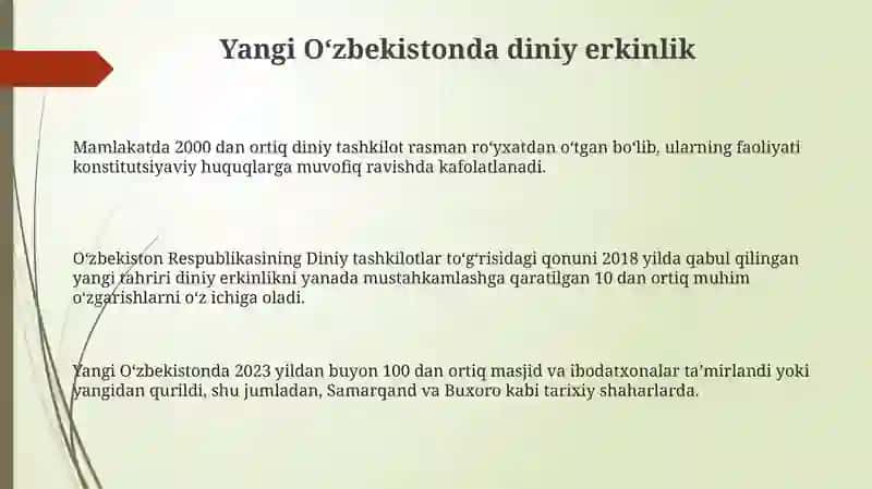 Yangi Oʻzbekistonda diniy erkinlik 3