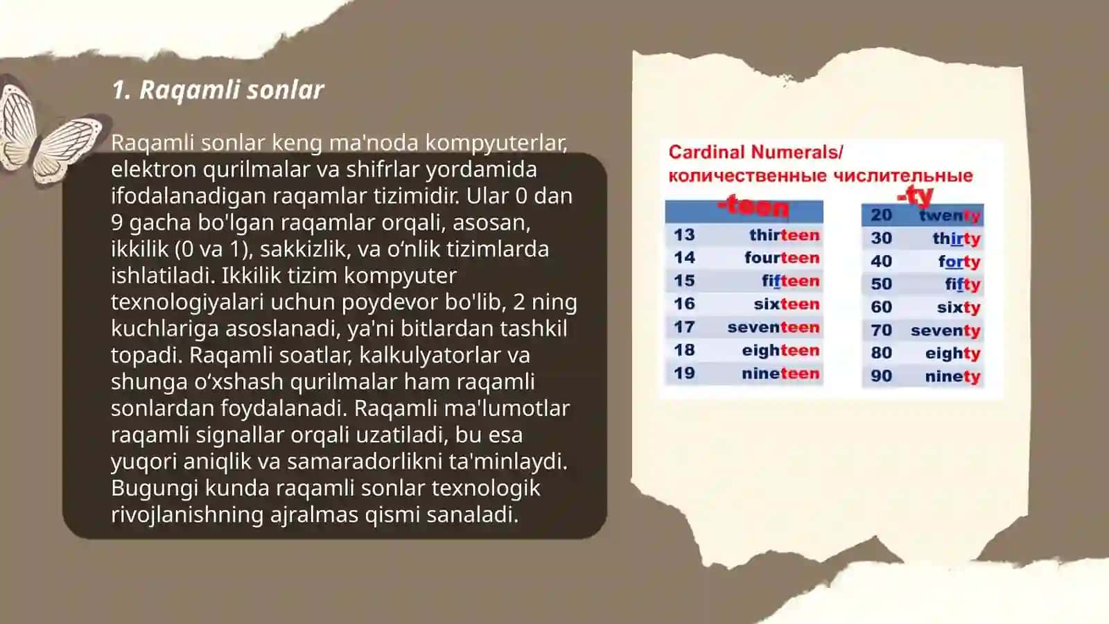 Types of numerals. The function of numeral in the sentence 3