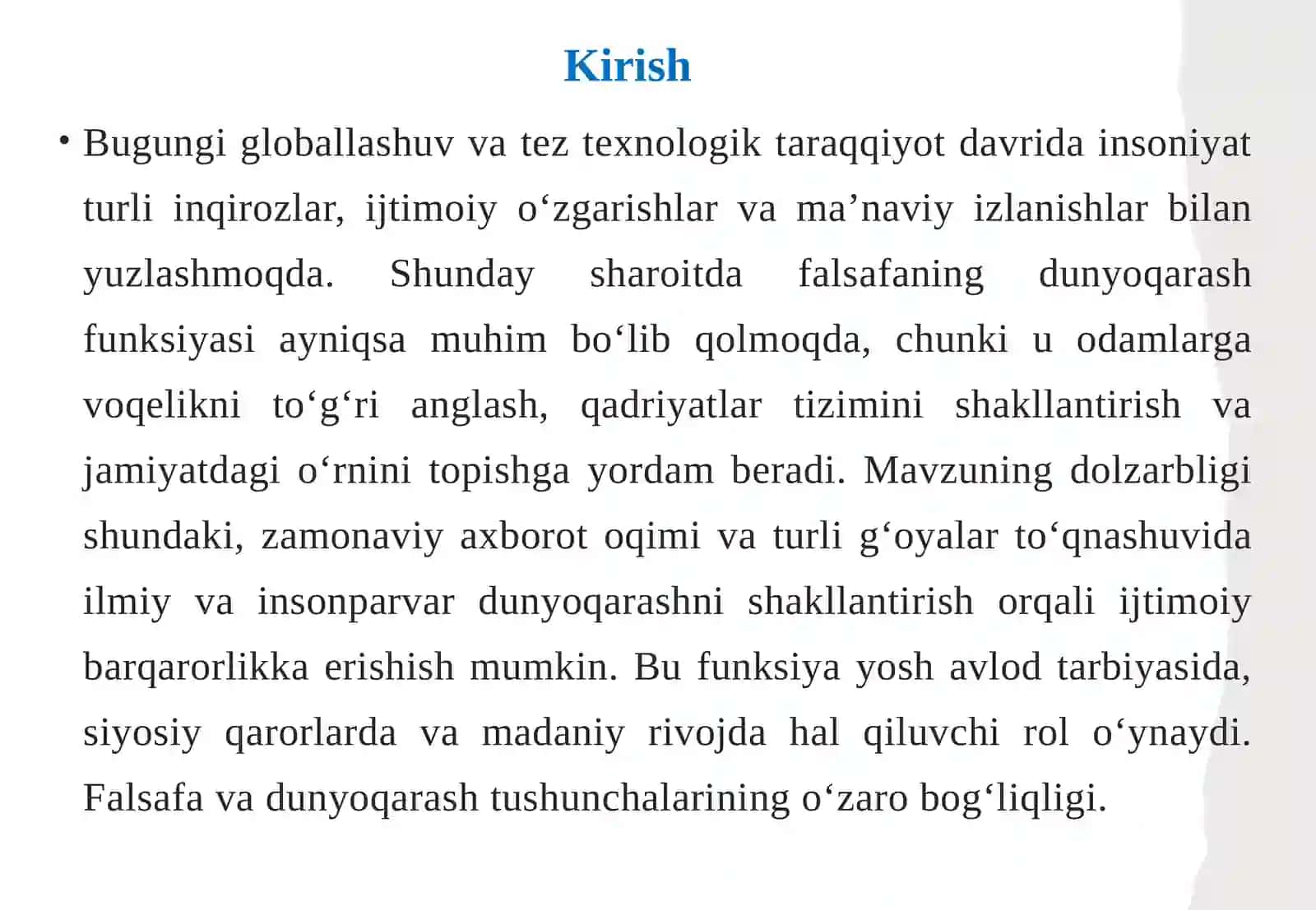 Falsafaning dunyoqarash funksiyasi va uning ijtimoiy ahamiyati 3