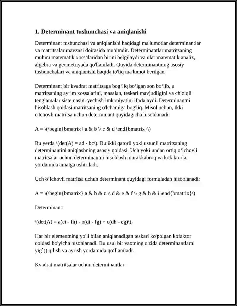 DETERMINANTLAR VA MATRITSALAR 3
