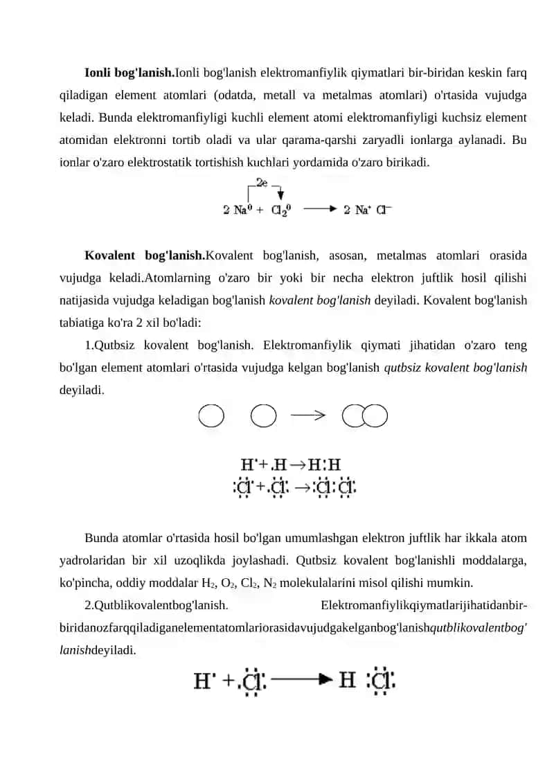 Kimyoviy Bog'lanishlar Tabiati 3