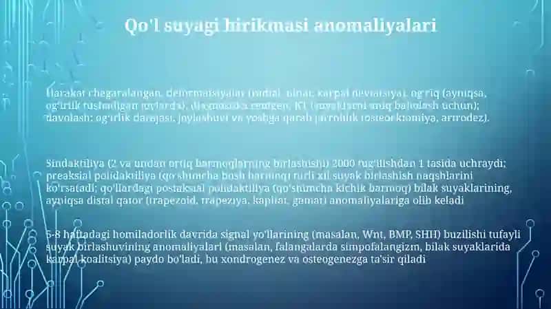 Qoʻl suyaklarning variantli anatomiyasi rivojlanish nuqtalari 3
