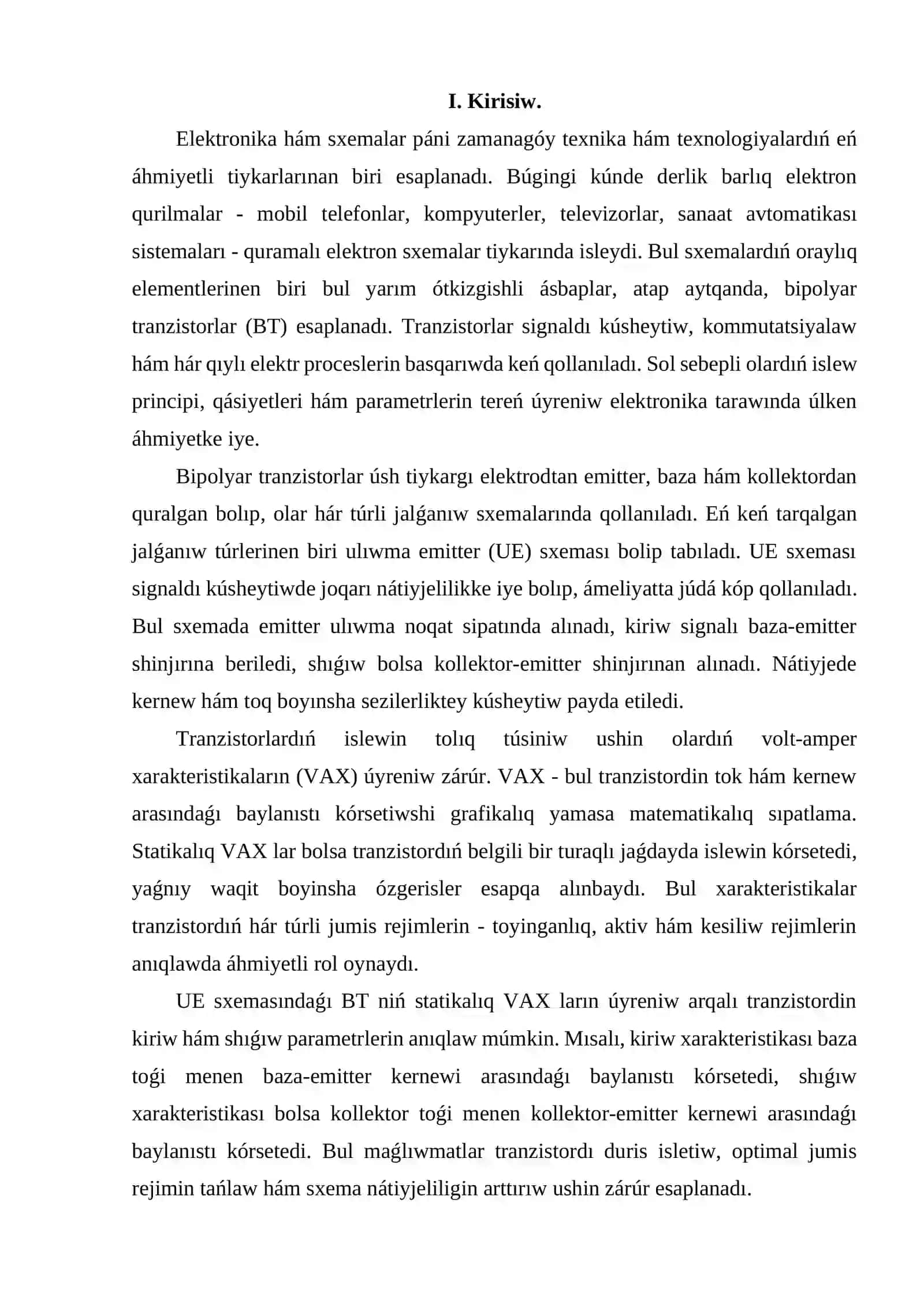 Elektronika hám sxemalar páninen Óz betinshe jumısı 3