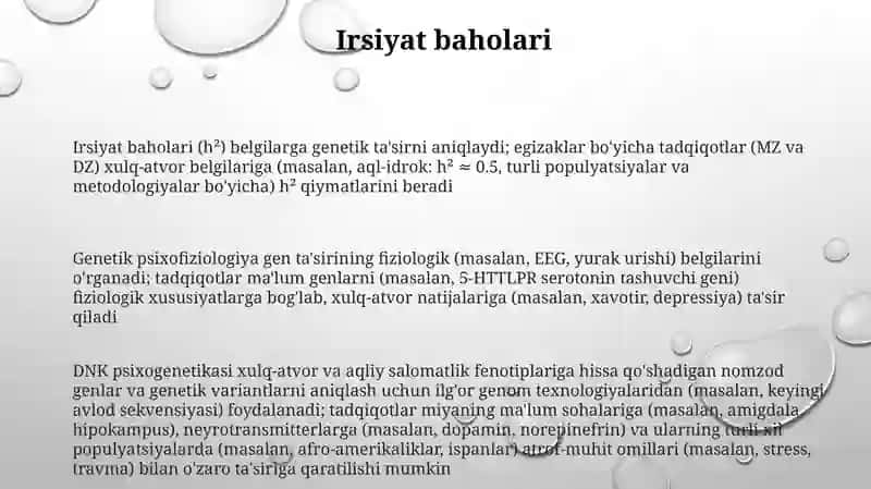 Taraqqiyot psixogenetikasi (ontogenetika) 3