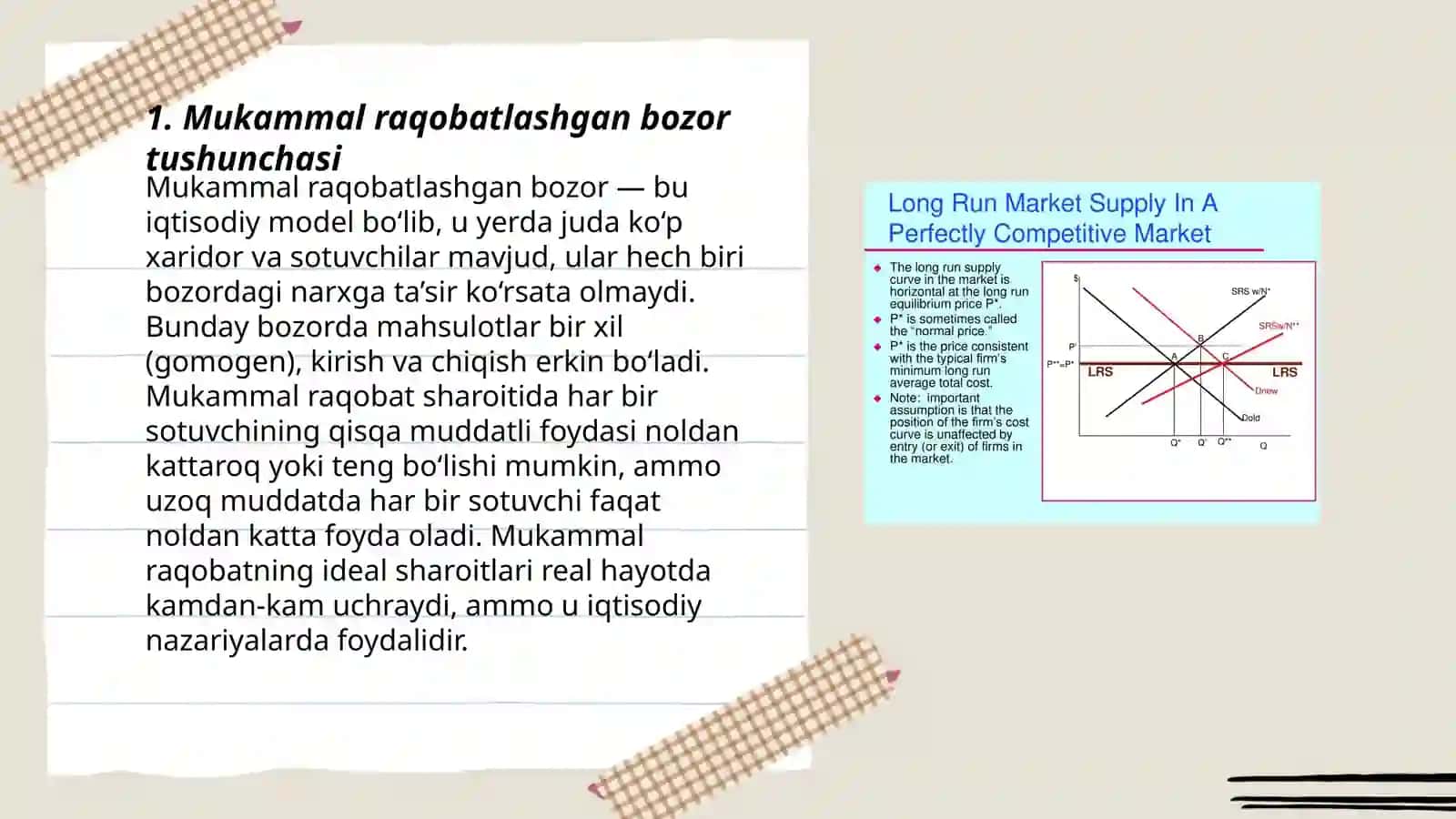 Mukammal raqobatlashgan bozor va uning shartlari 3