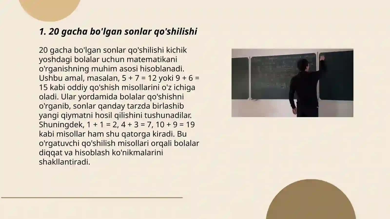 20 gacha boʻlgan sonlar ustida arifmetik amallar 3