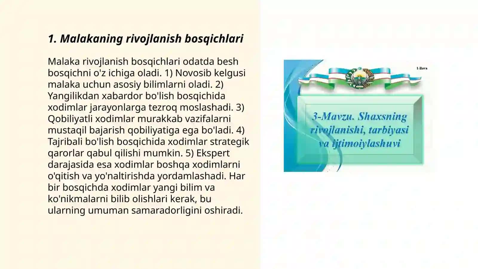 Shaxsning malaka va odatlari 3