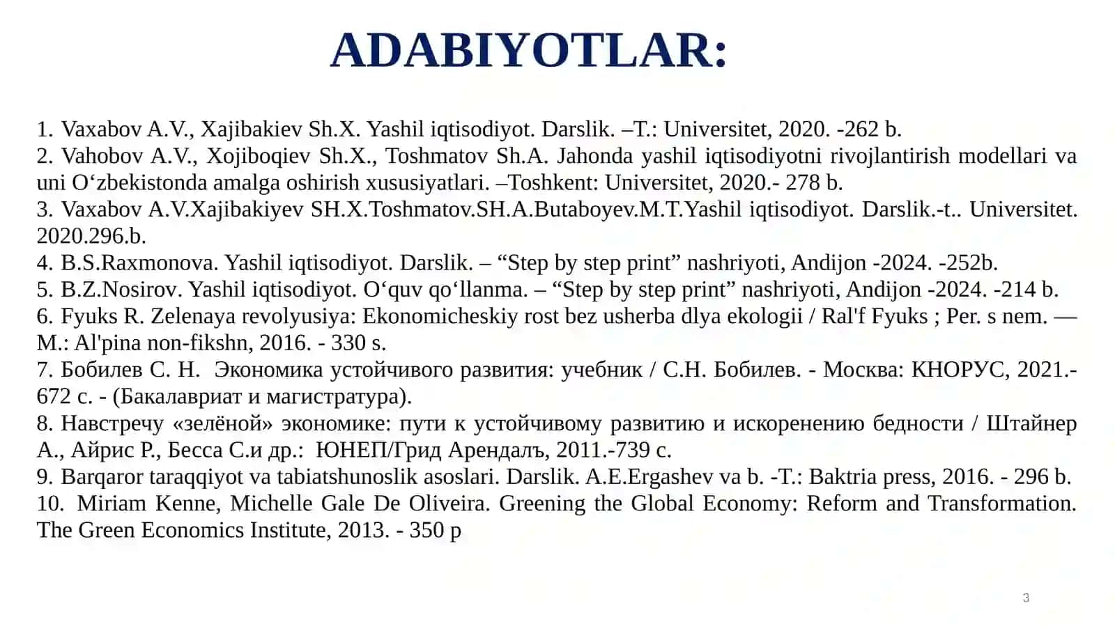 Yashil iqtisodiyot 3