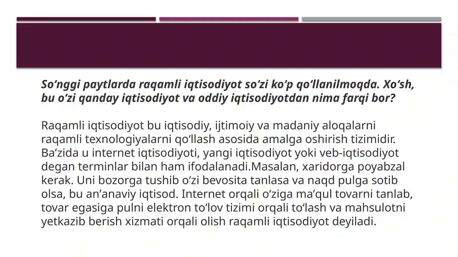 Mavzu: Raqamli iqtisodiyot hususiyatlari 3