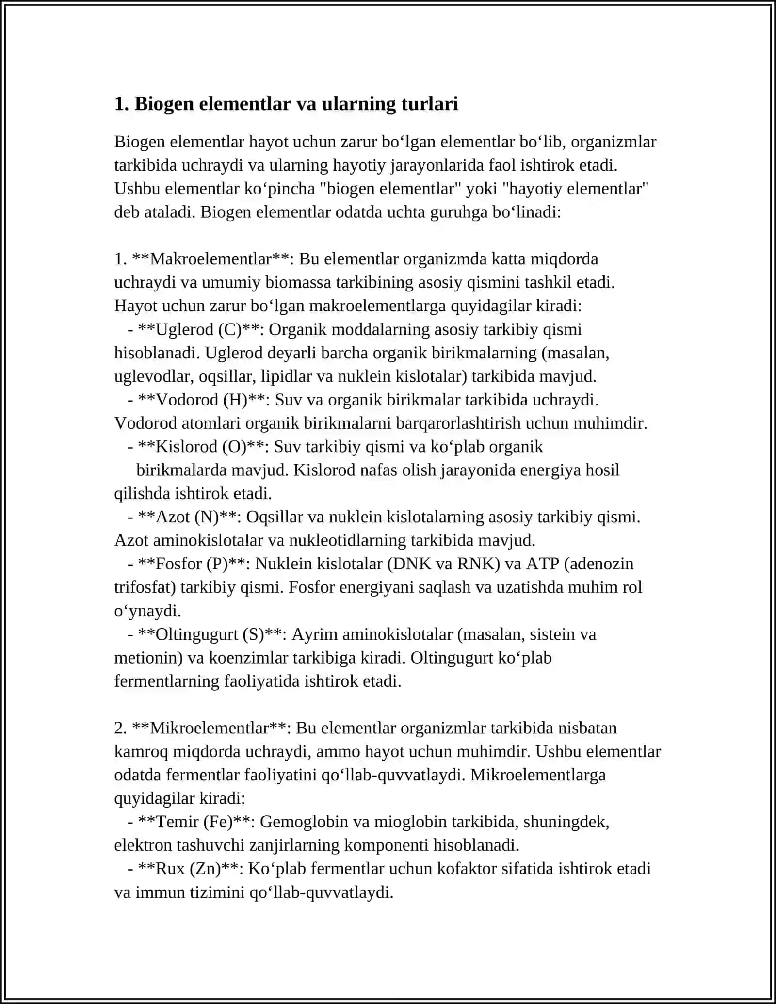 BIOGEN ELEMENTLAR HAM ULARNING AHAMIYATI 3