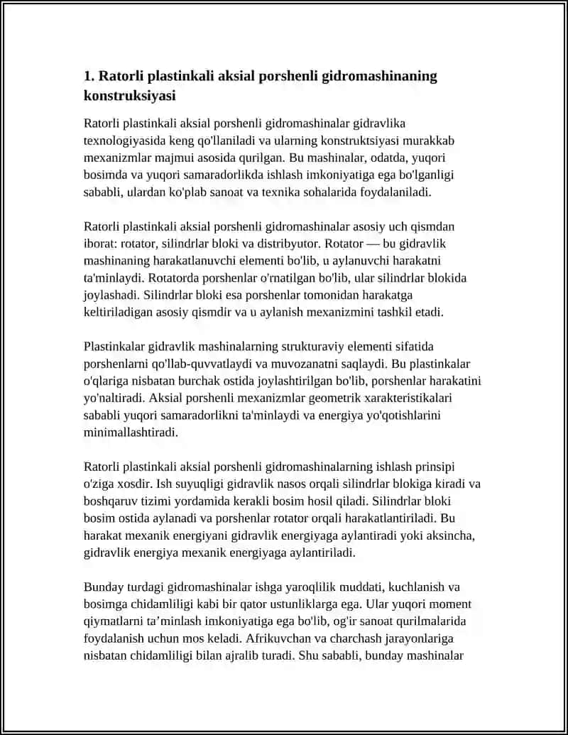 RATORLI PLASTINKALI AKSIAL PORSHENLI GIDROMASHINALAR 3