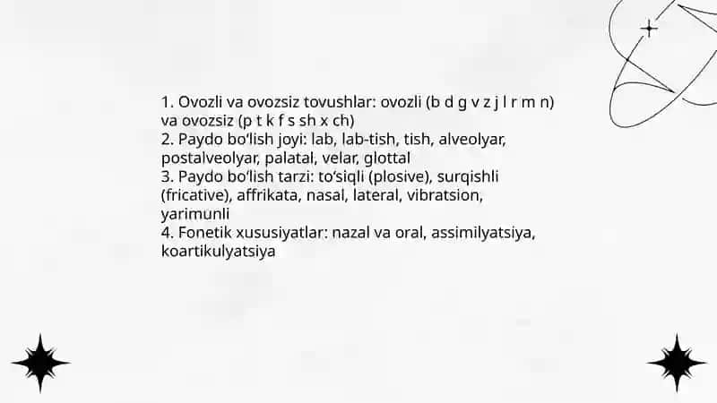 Undosh tovushlar tasnifi 3
