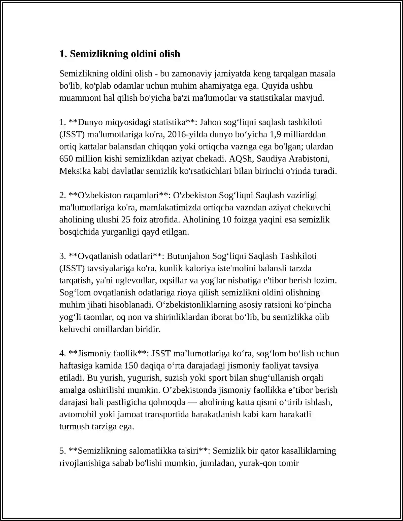 KEKSALAR OVQATLANISH RATSIONI 3