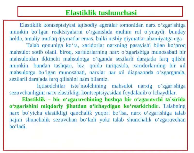 Talab va taklif elastikligi 3