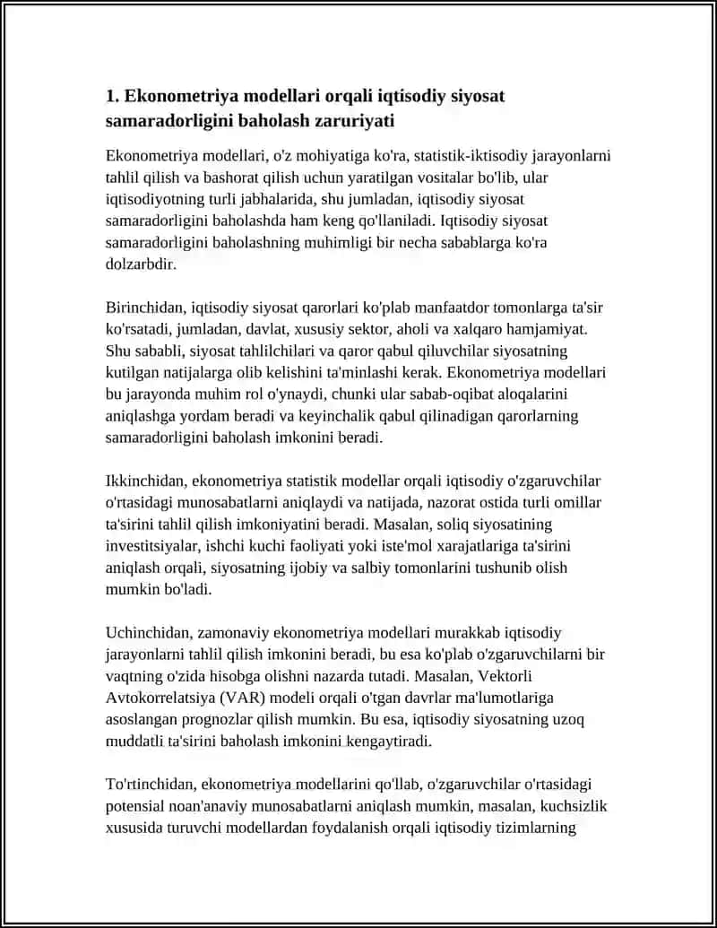 EKONOMETRIKA MODELLASHTIRISH ZARURLIGI 3