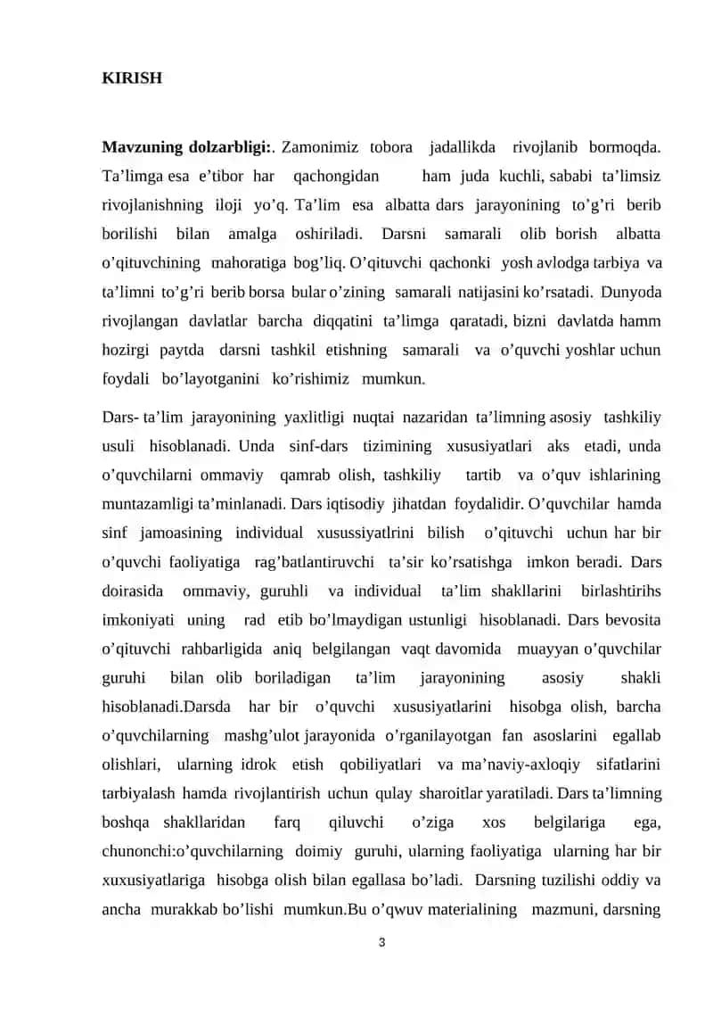 Dars- Ta'lim Tashkil Etishning Asosiy Shakli 3