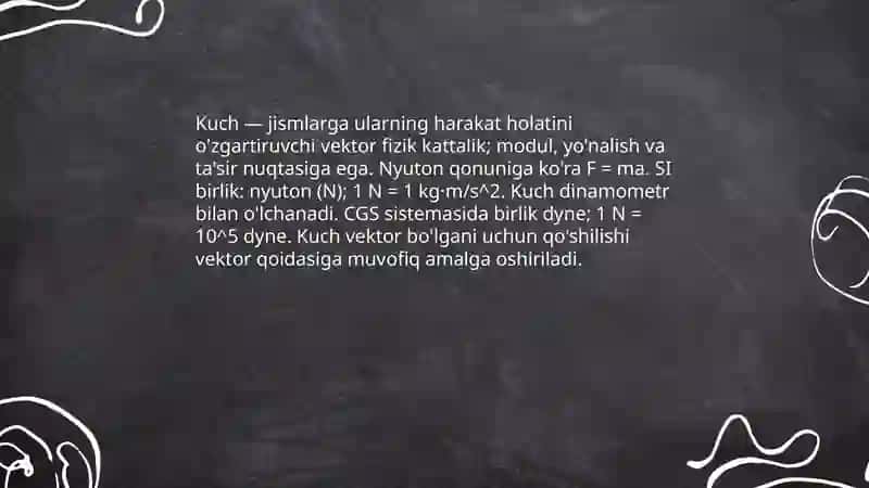 Kuch. Kuch va inertsiya momenti 3