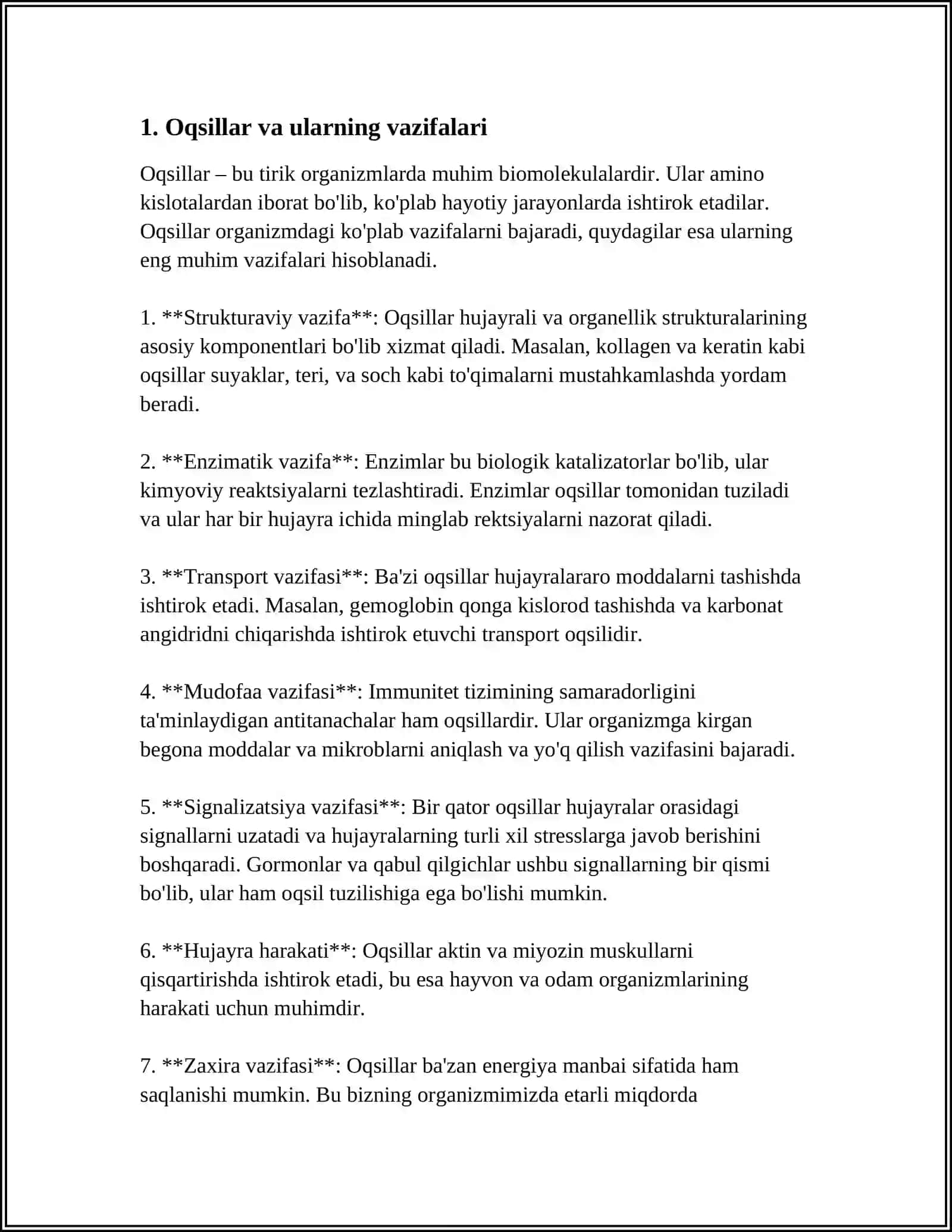 MUSTAQIL ISH Mavzu: OQSILLAR 3