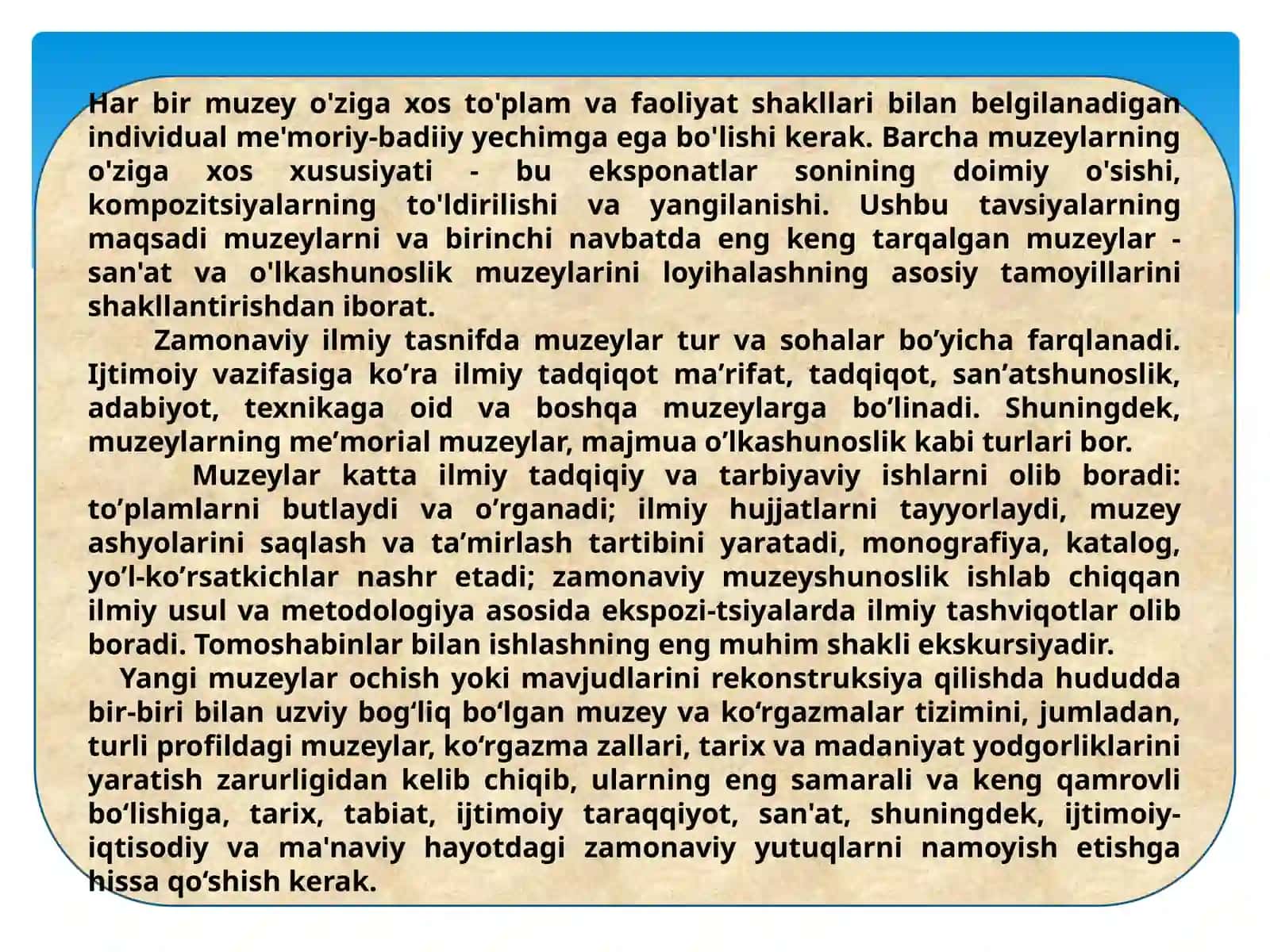 MUZEYLARNI LOYIHALASH 3