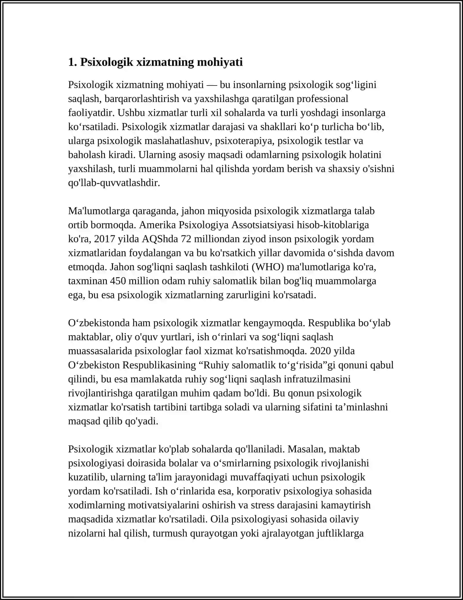 PSIXOLOGIK XIZMATNI TASHKILLASHTIRISH MUAMMOSI 3