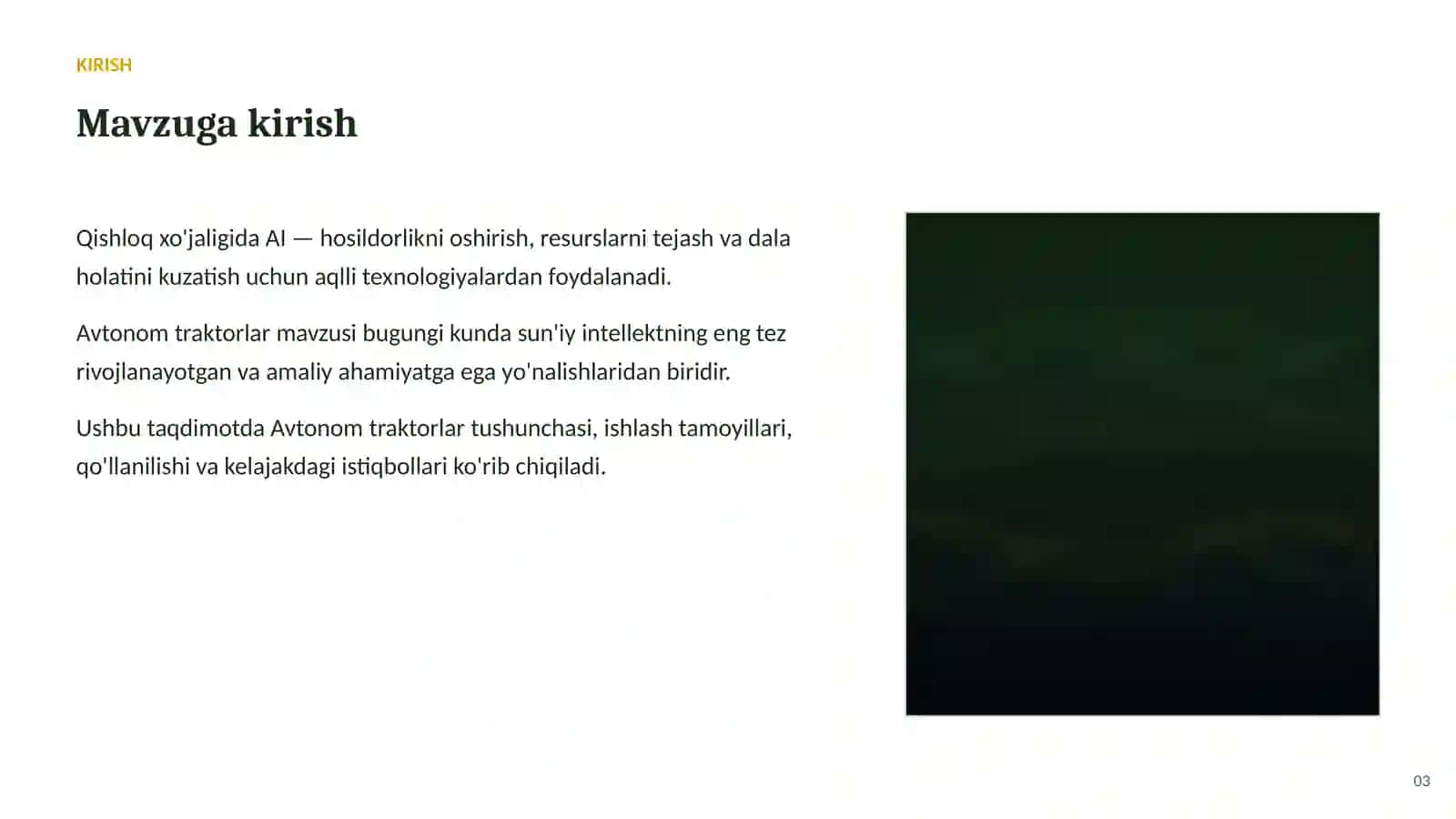 Avtonom traktorlar: asoslari va qo'llanilishi 3