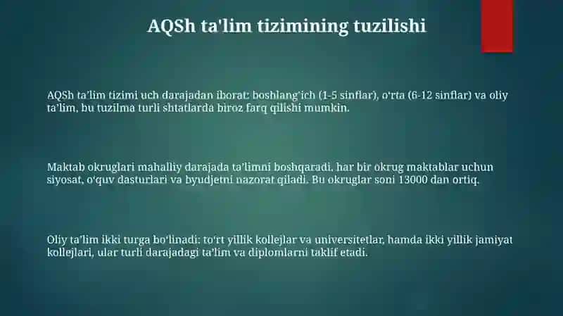 AQSh ta'lim tizimi 3