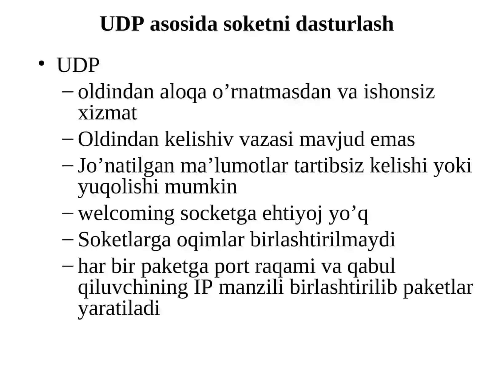 Tarmoqni dasturlashda UDP soketlar 3