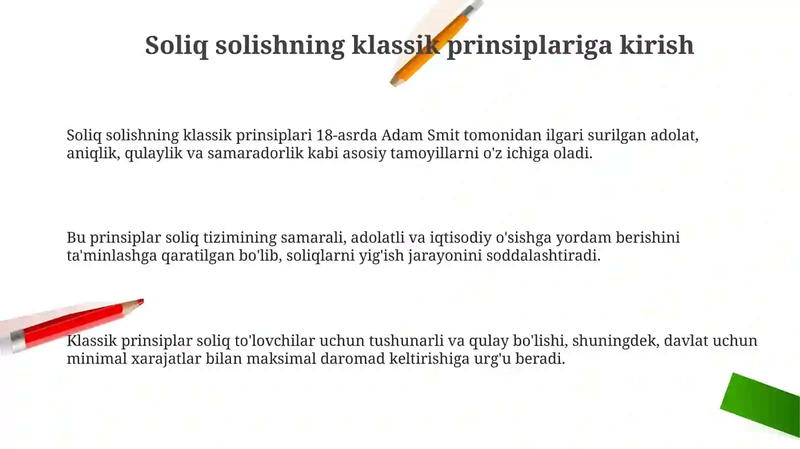 Soliqlarning klassik tamoyillari 3