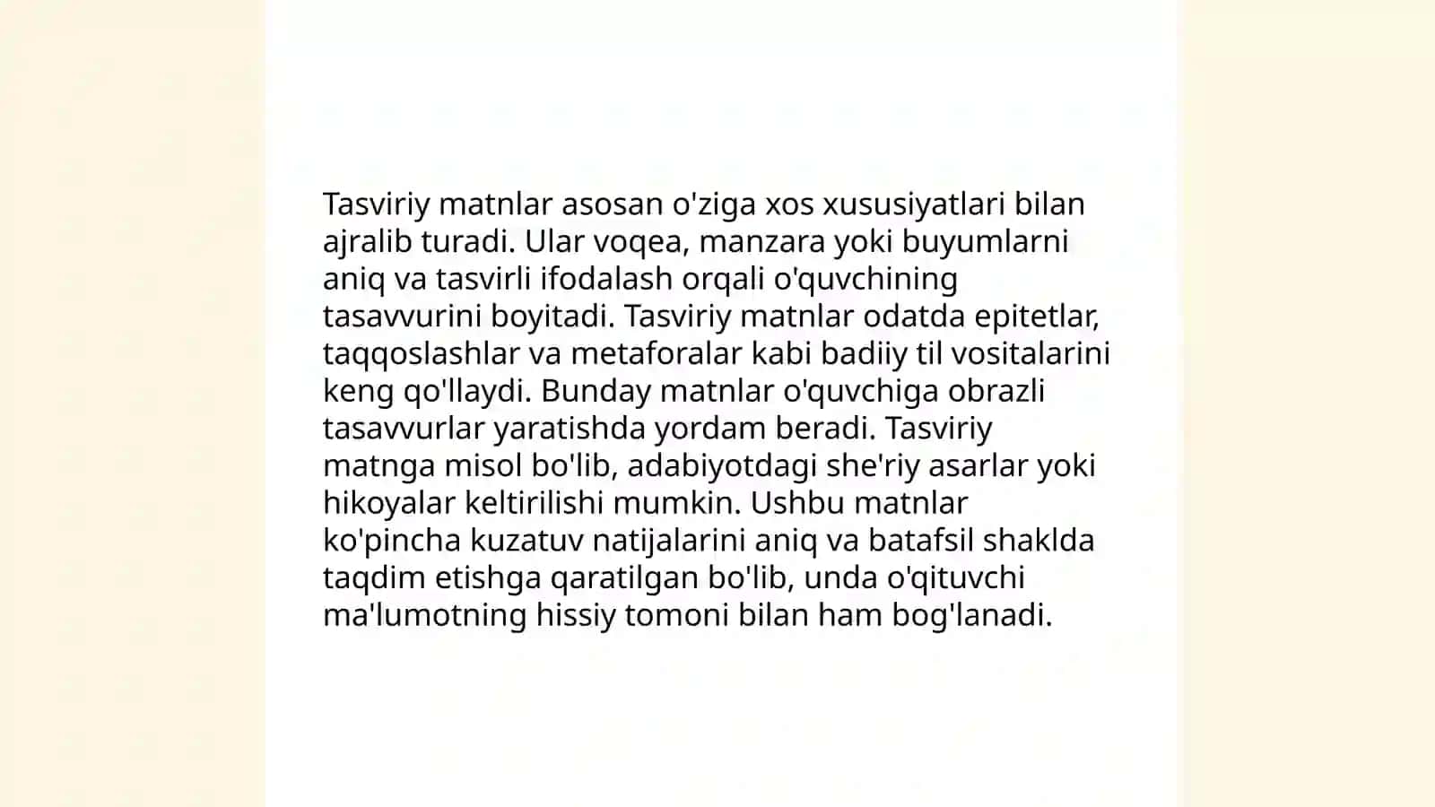 Matn turlari tasviriy hikoya va muhokama 3