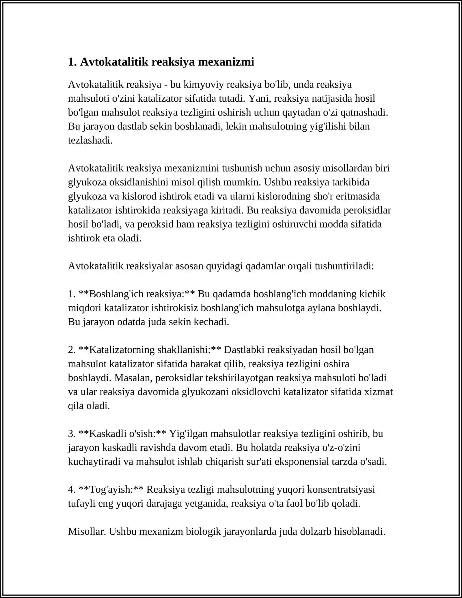 ANALITIK KIMYODA AVTOKATALITIK REAKSIYA VA UNI BAJARISH 3