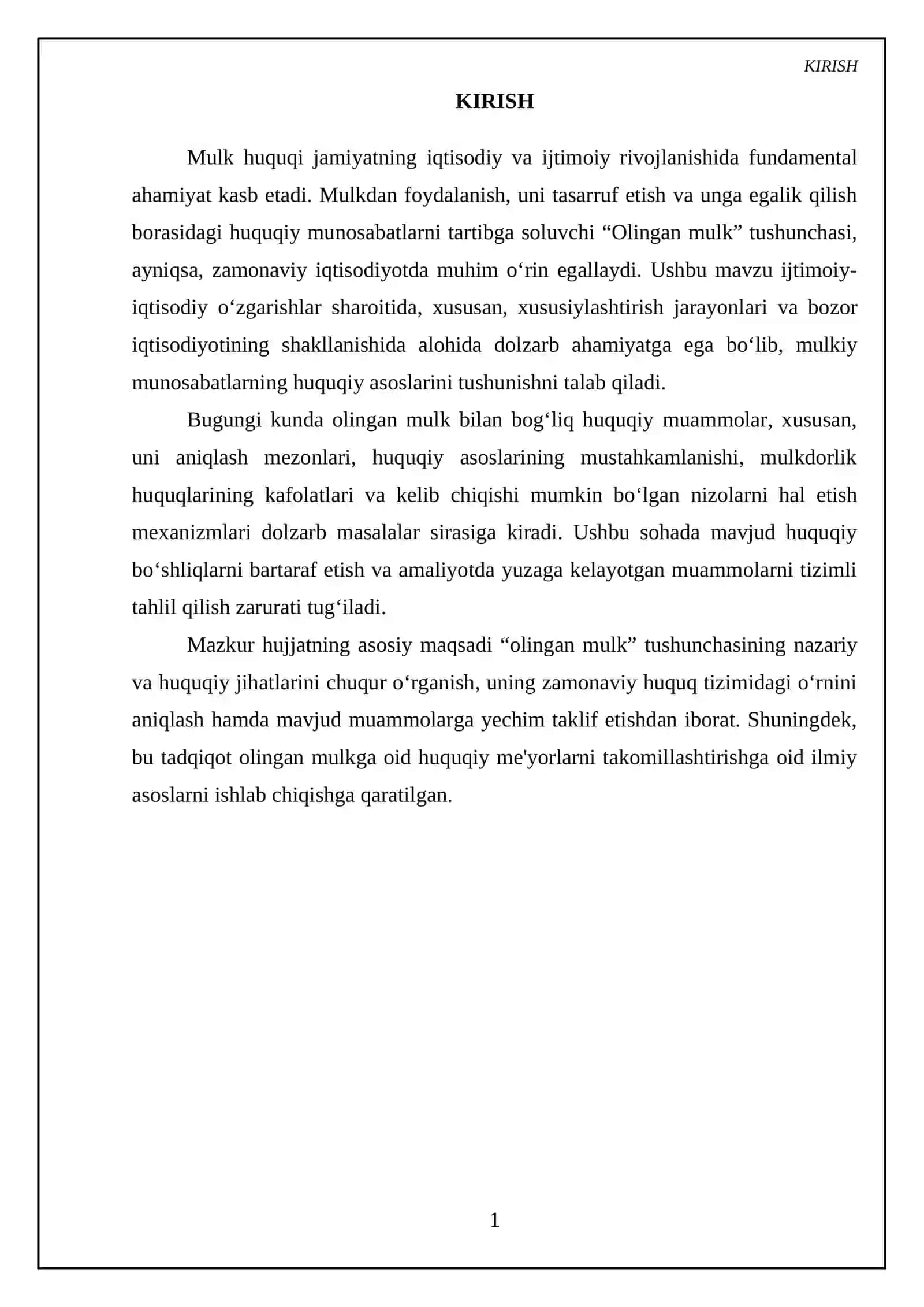 Tekinga olingan mulk 3