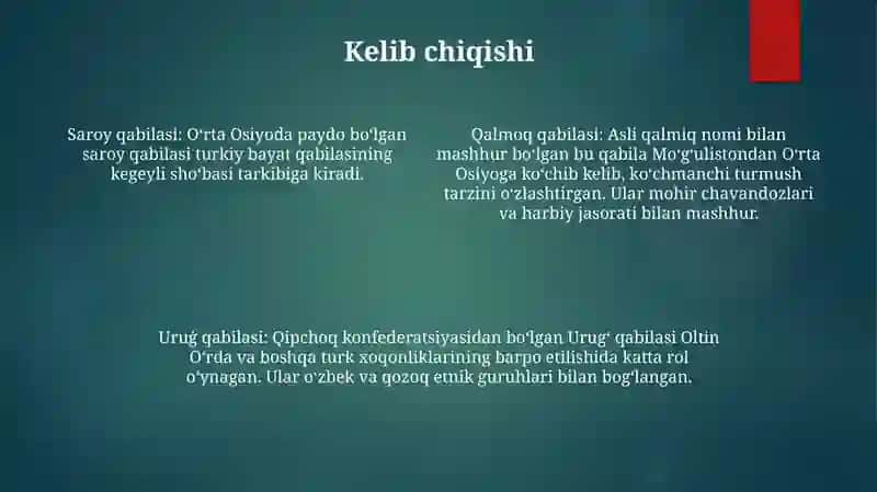 Kegeyli Saroy Turk Bayot Qalmoq Uruģlari 3