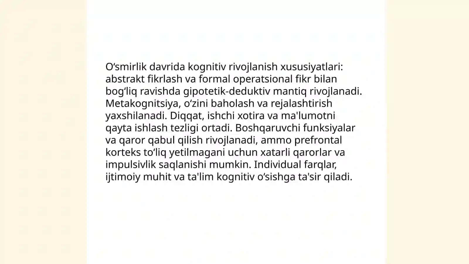 O‘smirlik davrida psixik rivojlanish xususiyatlari 3