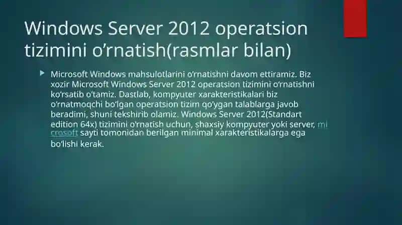 Windows Serverni              o‘rnatish  va dastlabki sozlash 3