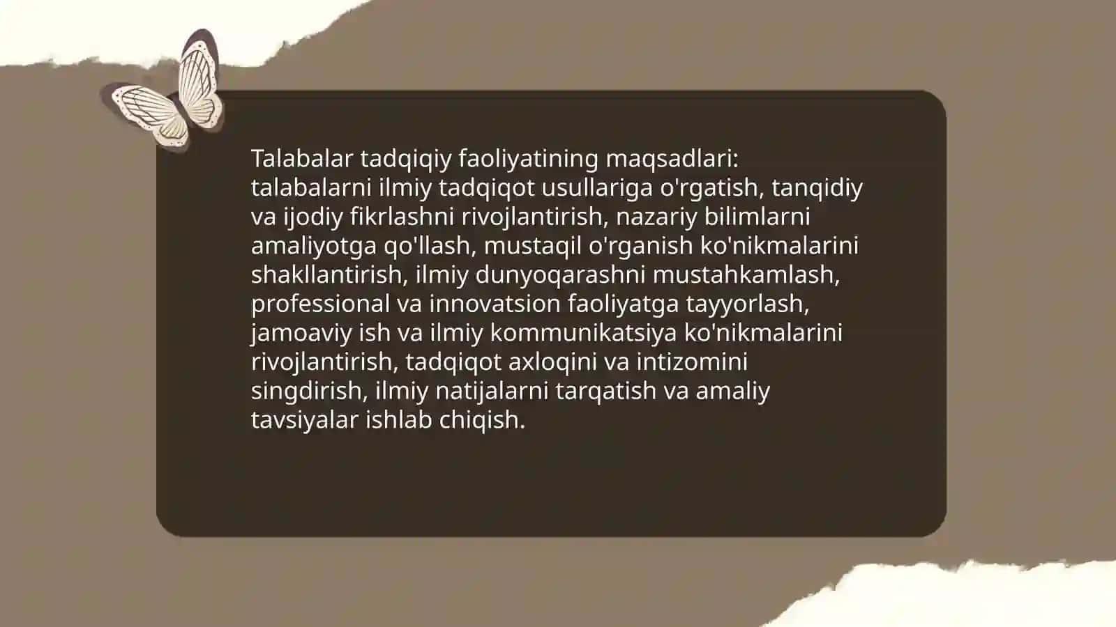Talabalar tadqiqiy faoliyatini tashkil etishning maqsad va vazifalari 3