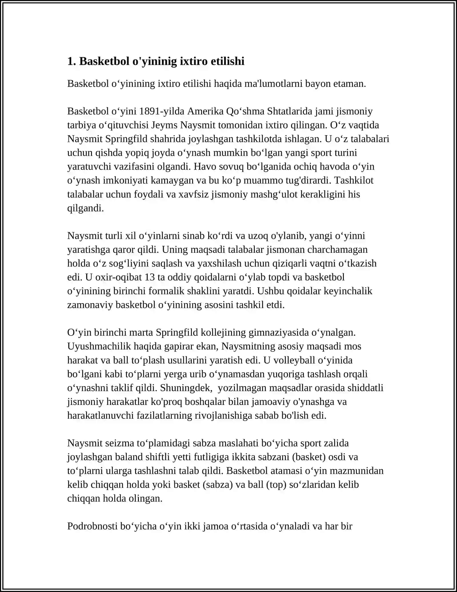 BASKETBOL O‘YININING KELIB CHIQISH TARIXI 3