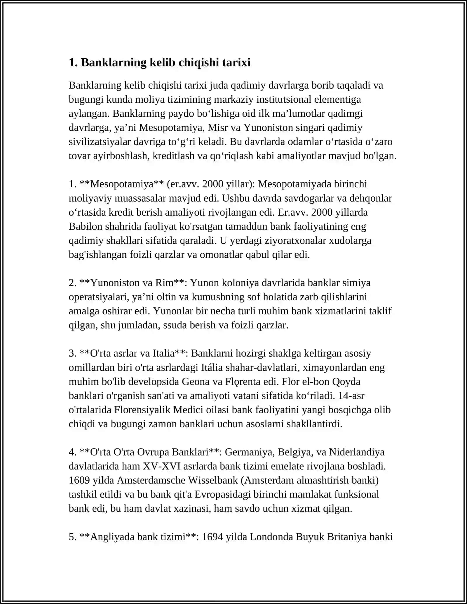 BANKLARNING KELIB CHIQISHI VA BANK TIZIMI 3
