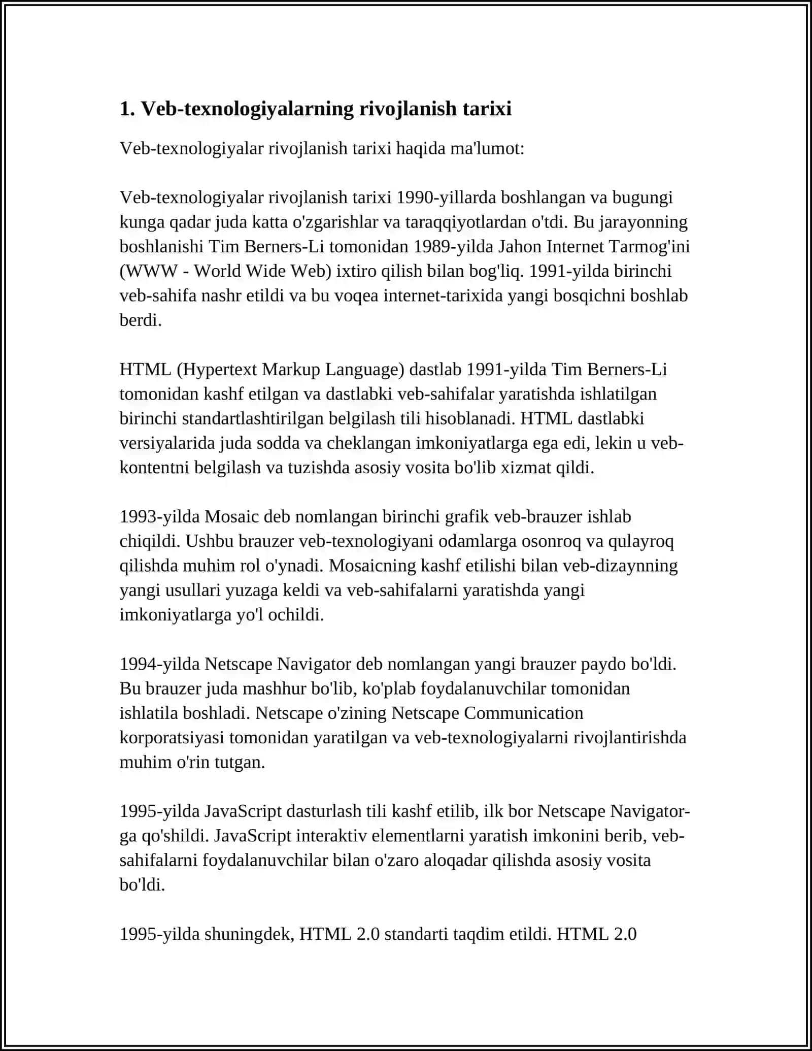 WEB-TEXNOLOGIYALARNING ASOSIY TUSHUNCHALARI. HTML TILIGA KIRISH, UNING ASOSIY ELEMENTLARI 3